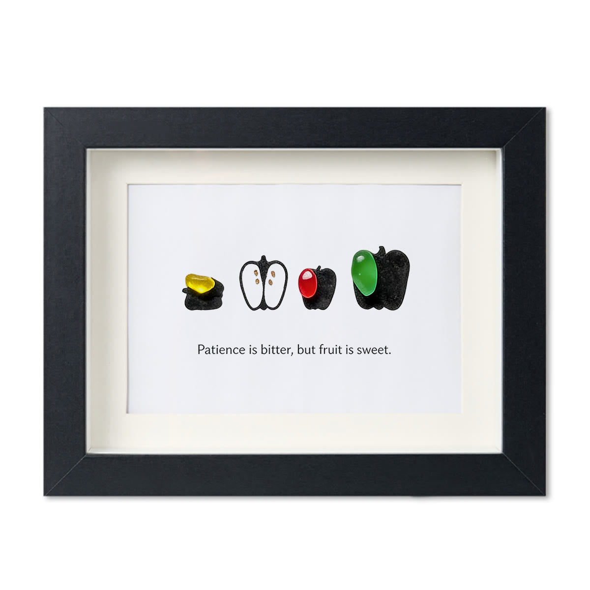 Patience & Sweet Fruit Quote Sea Glass Framed Art - Black - 6" X 8" - image 14