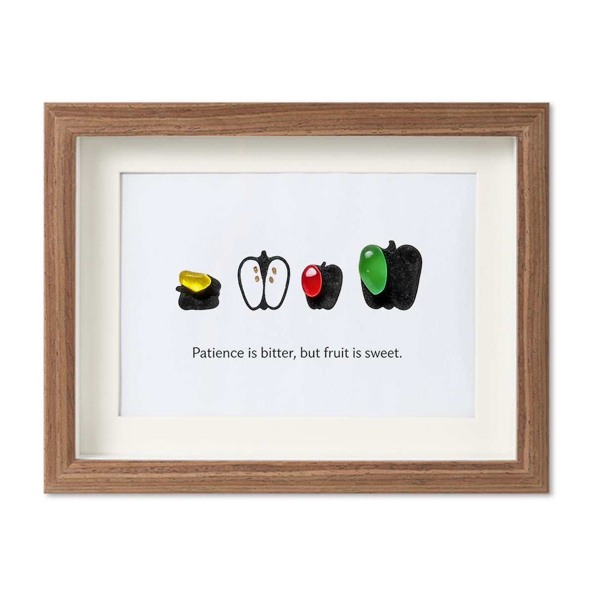 Patience & Sweet Fruit Quote Sea Glass Framed Art - Walnut Brown - 6" X 8" - image 13