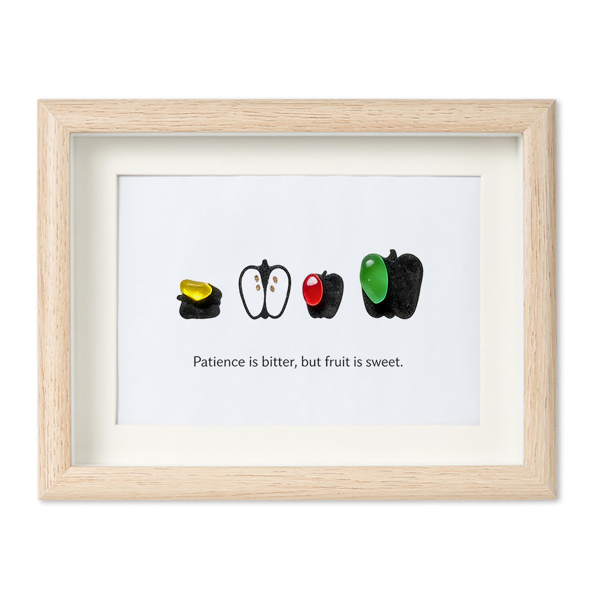 Patience & Sweet Fruit Quote Sea Glass Framed Art - Oak - 6" X 8" - image 12