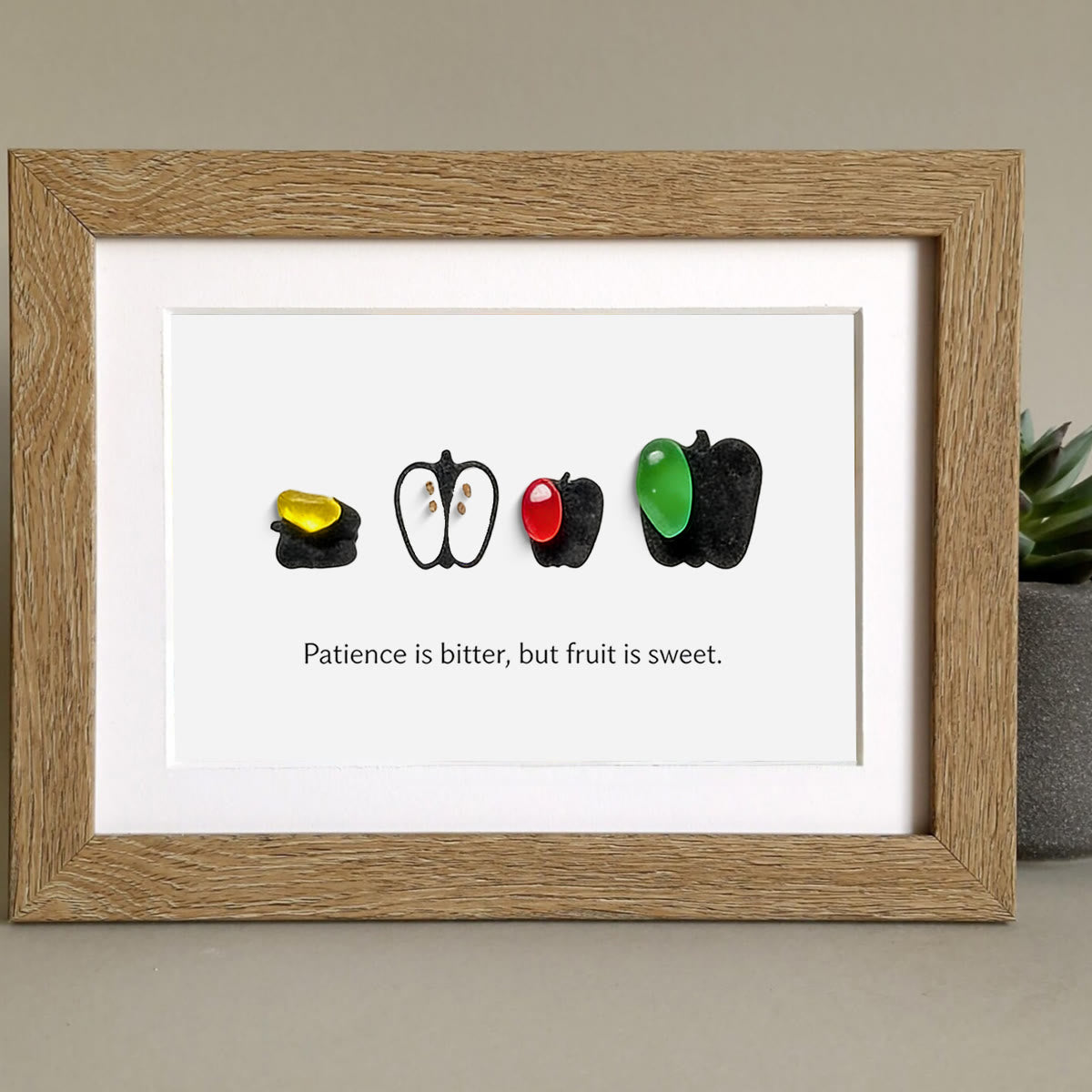 Patience & Sweet Fruit Quote Sea Glass Framed Art - image 3