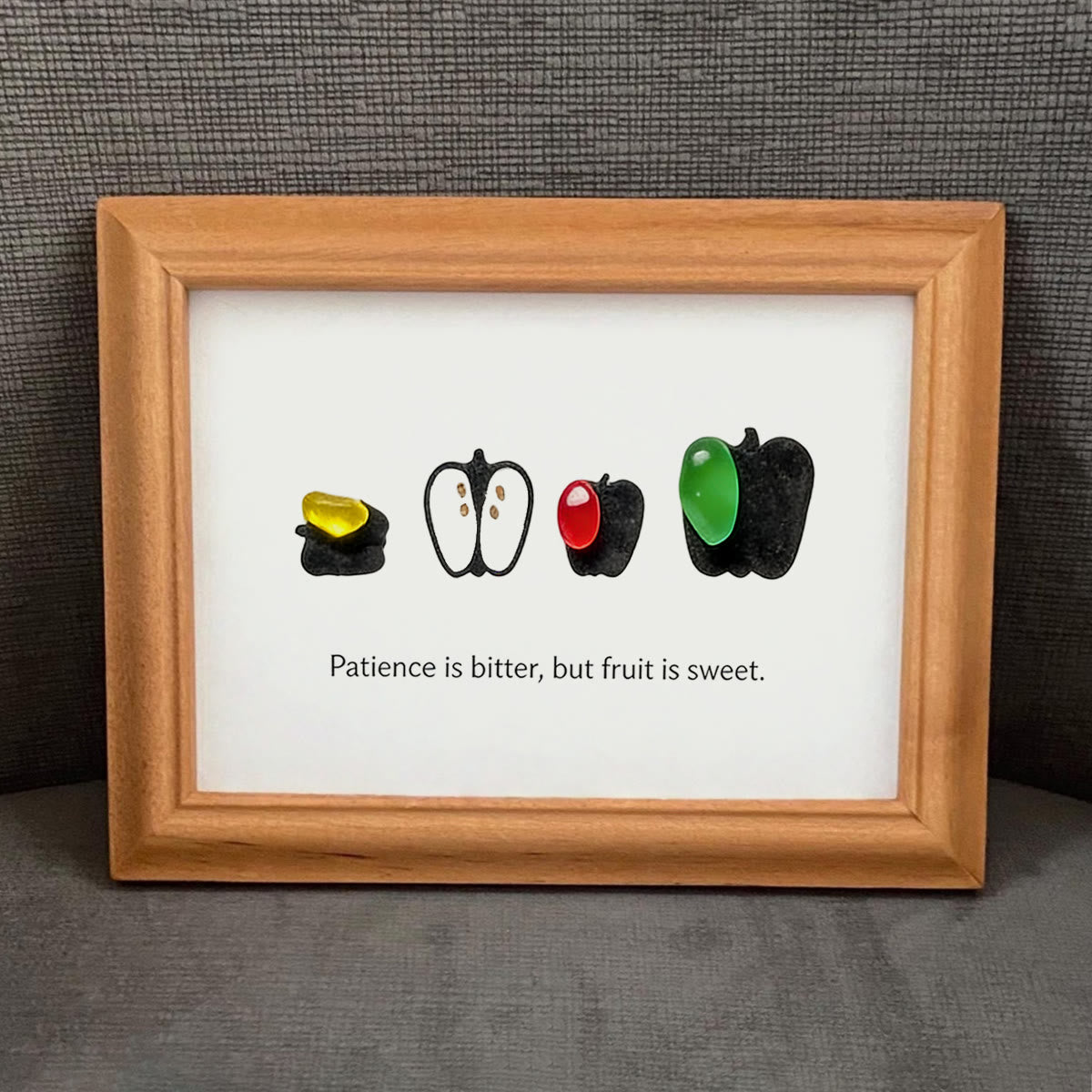 Patience & Sweet Fruit Quote Sea Glass Framed Art - image 0