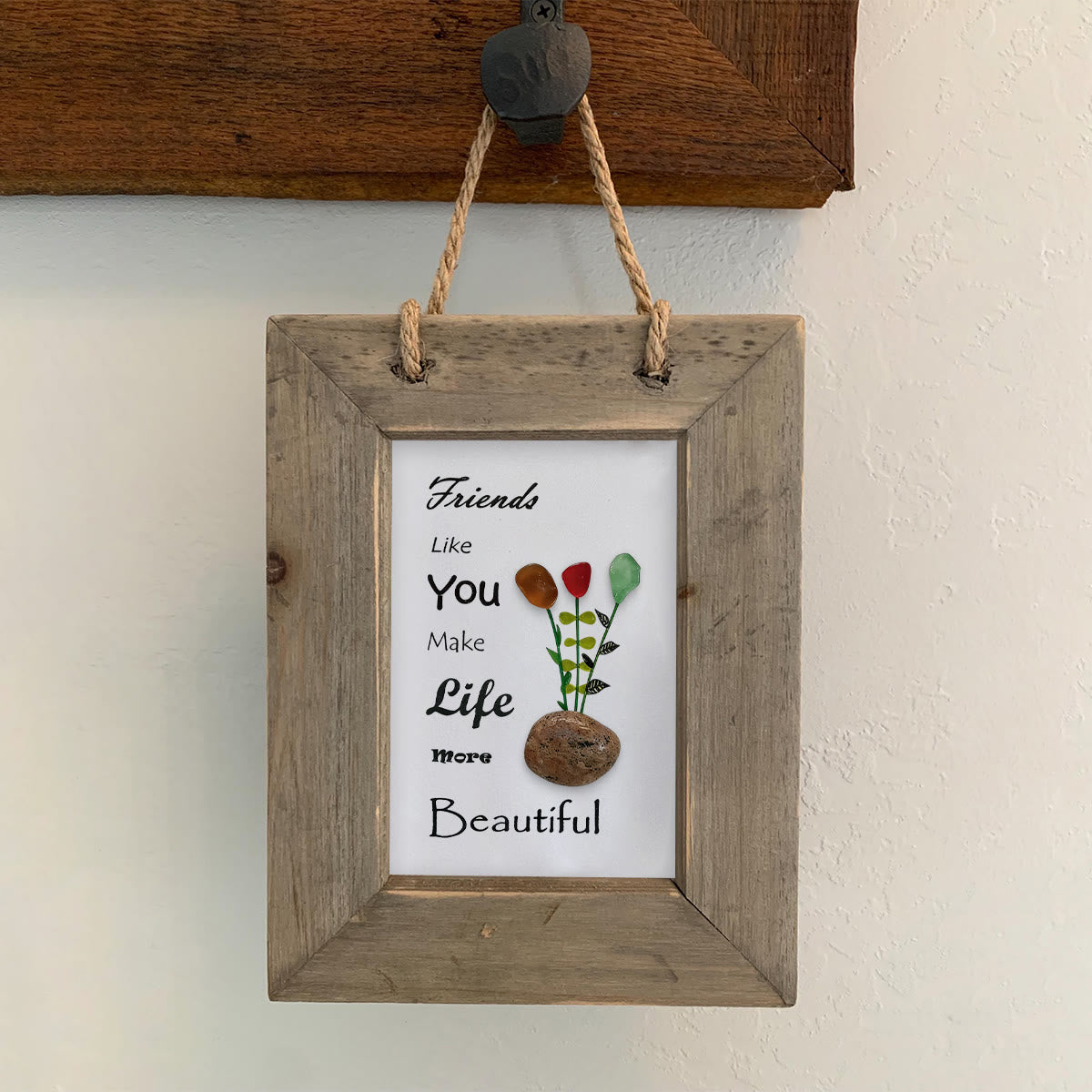 Friends Make Life Beautiful Floral Sea Glass Framed Art - image 10