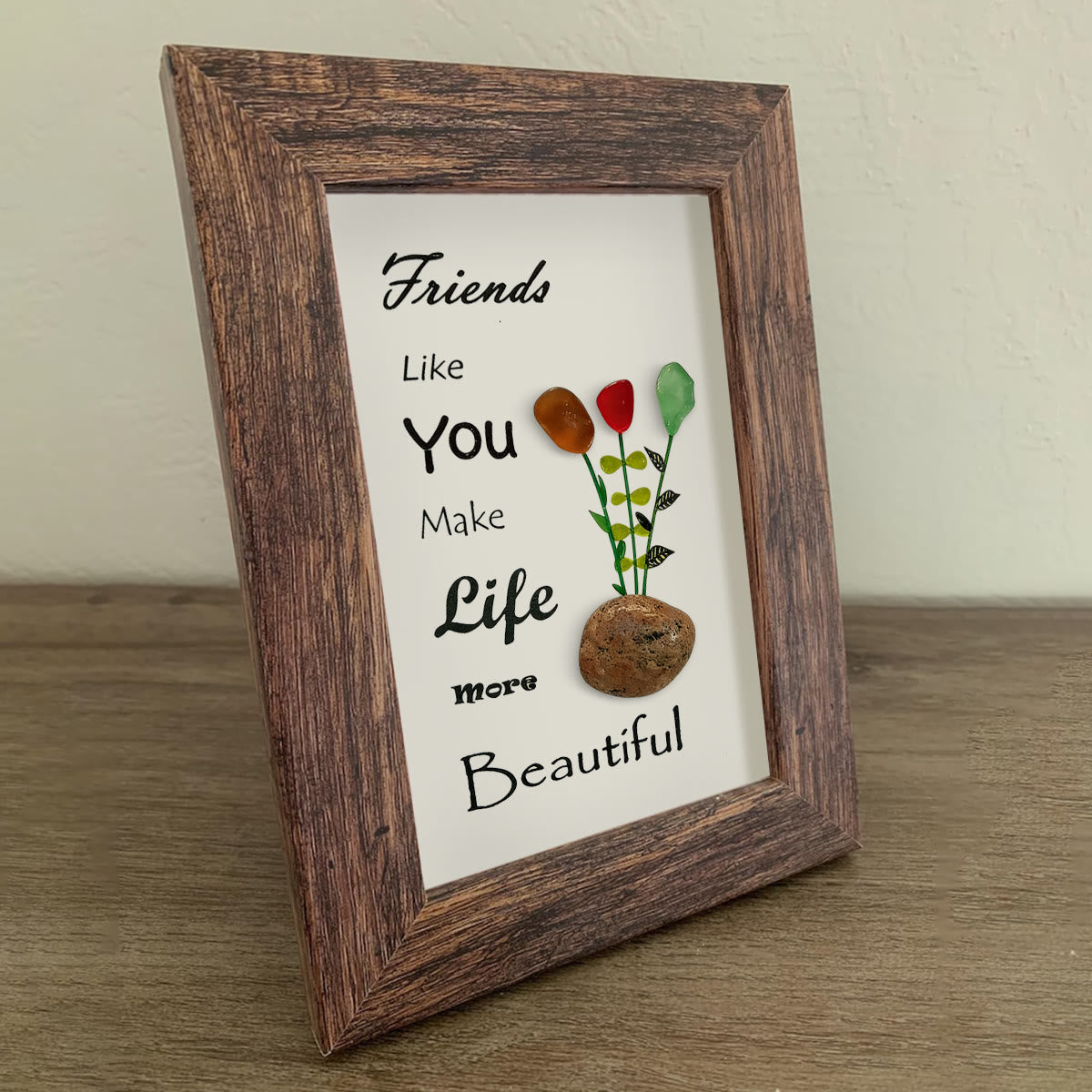 Friends Make Life Beautiful Floral Sea Glass Framed Art - image 7
