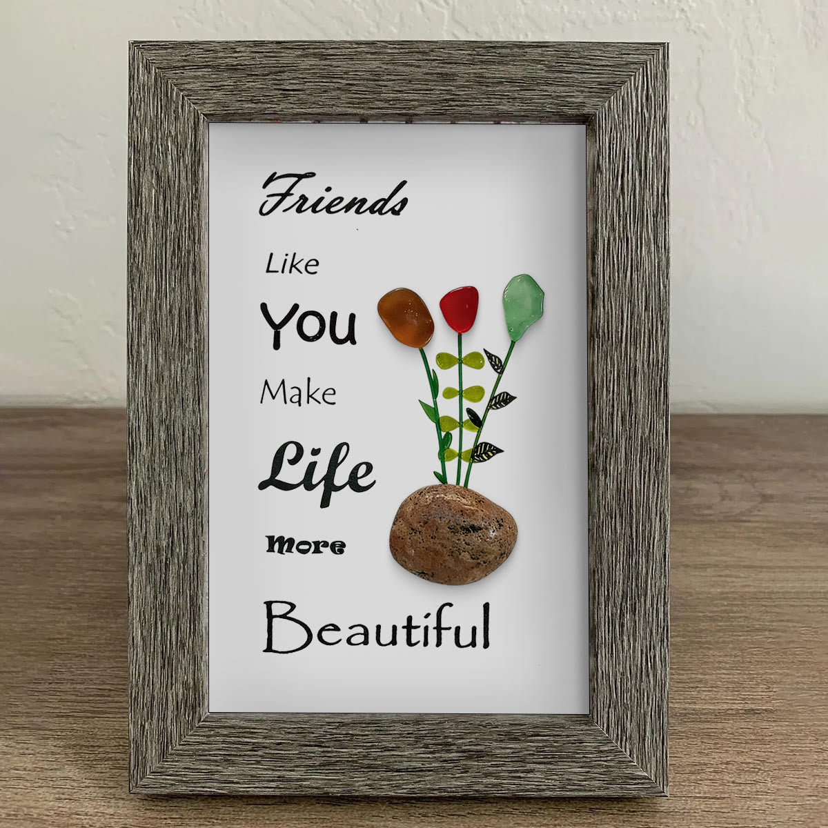 Friends Make Life Beautiful Floral Sea Glass Framed Art - image 6