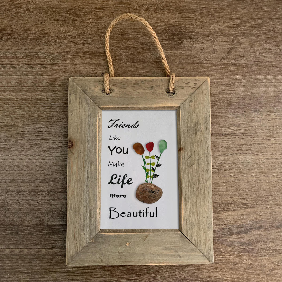 Friends Make Life Beautiful Floral Sea Glass Framed Art - image 9