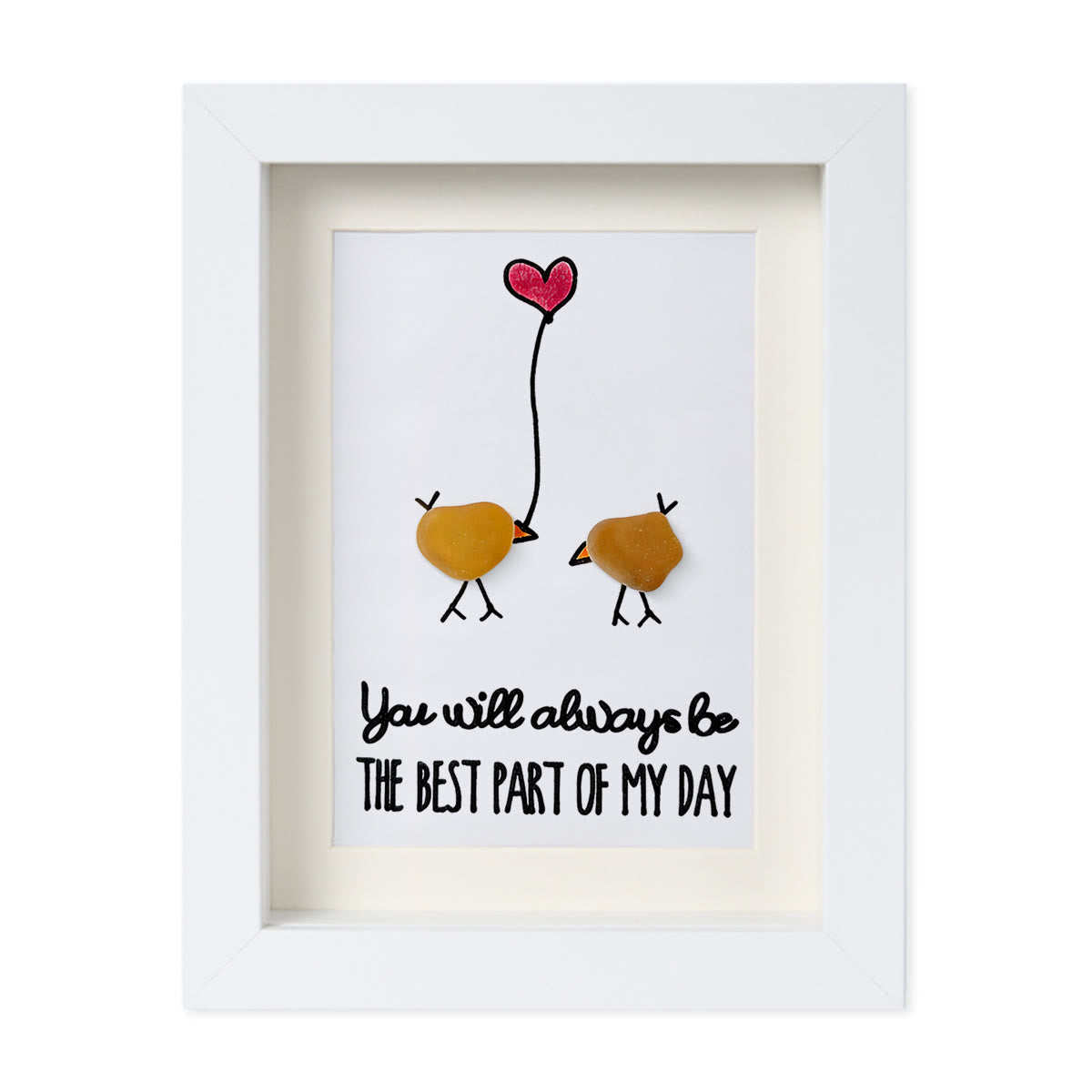 Best Part of My Day Adorable Birds Sea Glass Framed Art - White - 8" X 6" - image 12