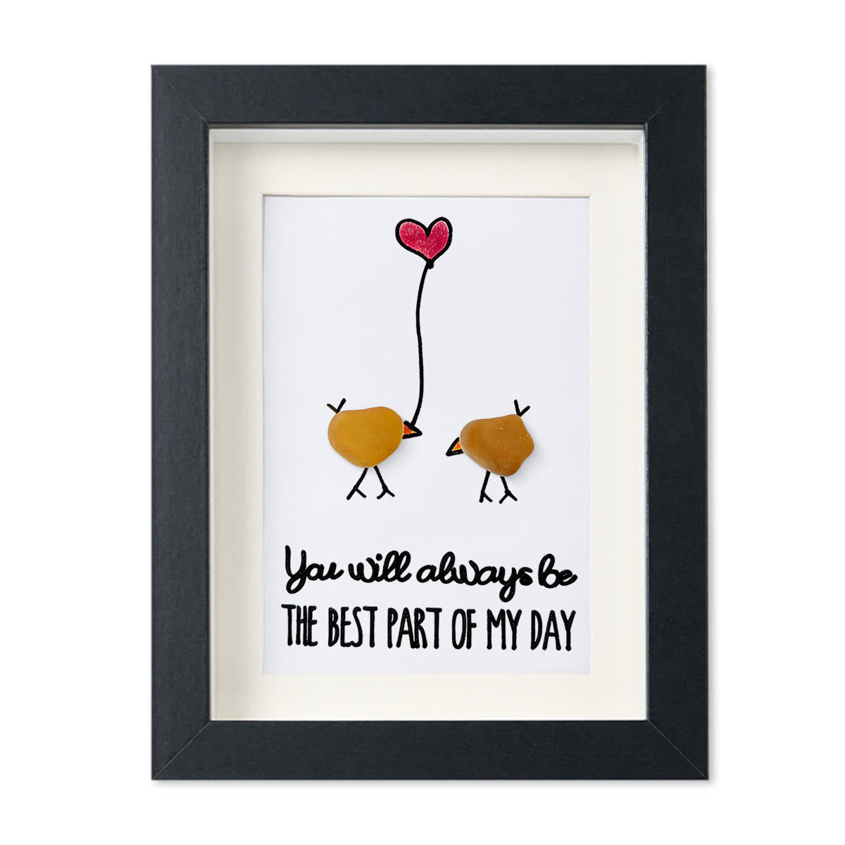 Best Part of My Day Adorable Birds Sea Glass Framed Art - Black - 8" X 6" - image 11