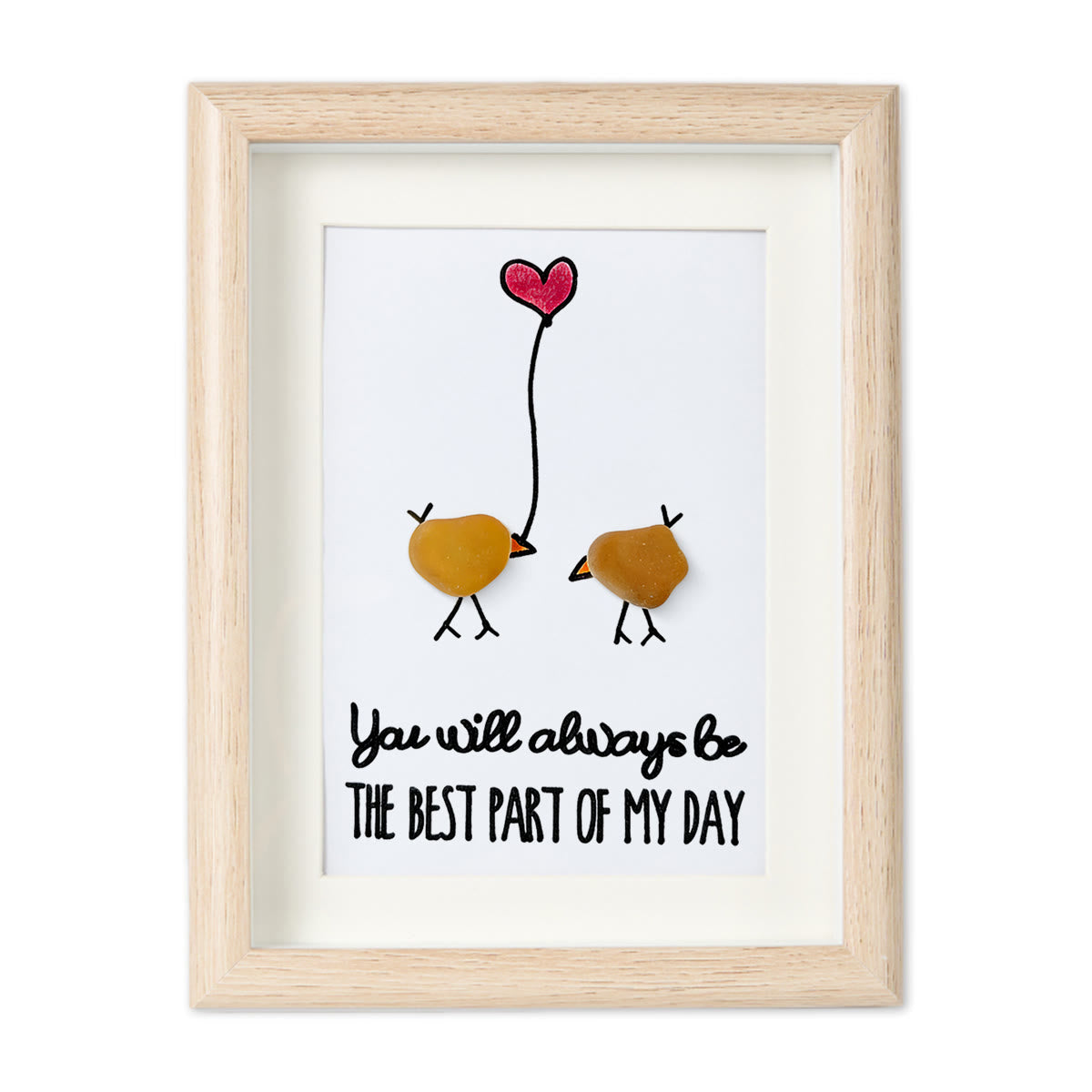 Best Part of My Day Adorable Birds Sea Glass Framed Art - Oak - 8" X 6" - image 9