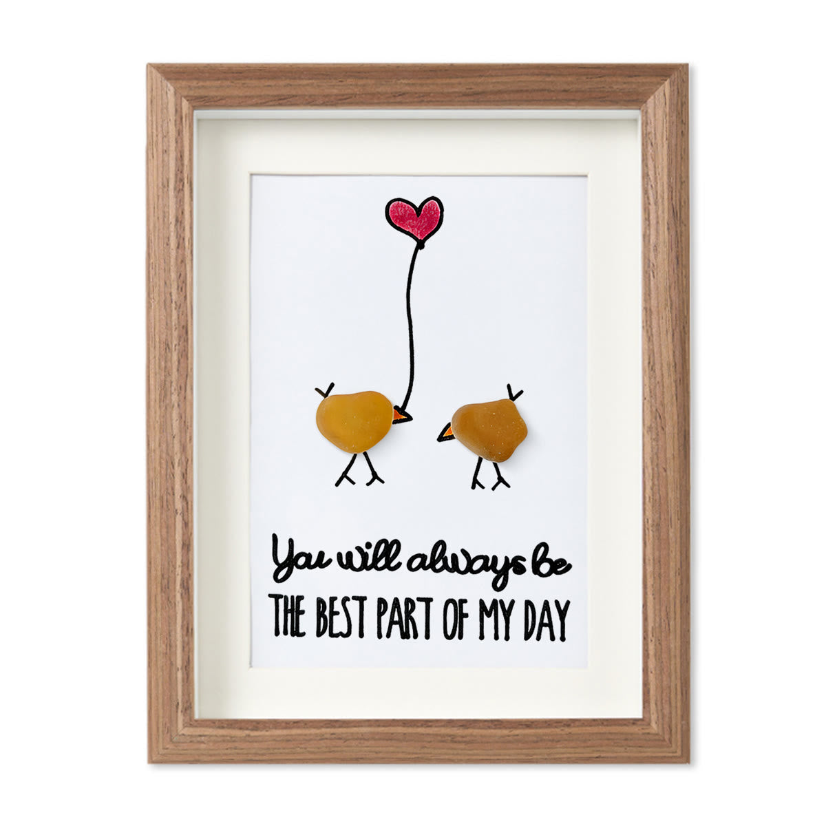 Best Part of My Day Adorable Birds Sea Glass Framed Art - Walnut Brown - 8" X 6" - image 10