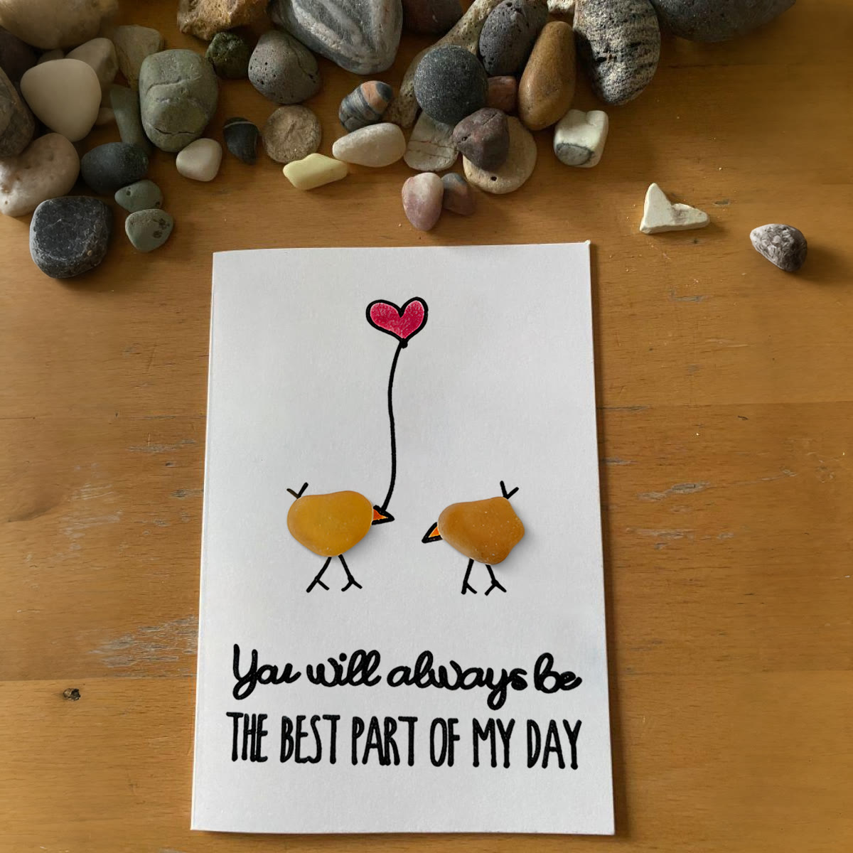 Best Part of My Day Adorable Birds Sea Glass Framed Art - Seaglass Card - 8" X 6" - image 1