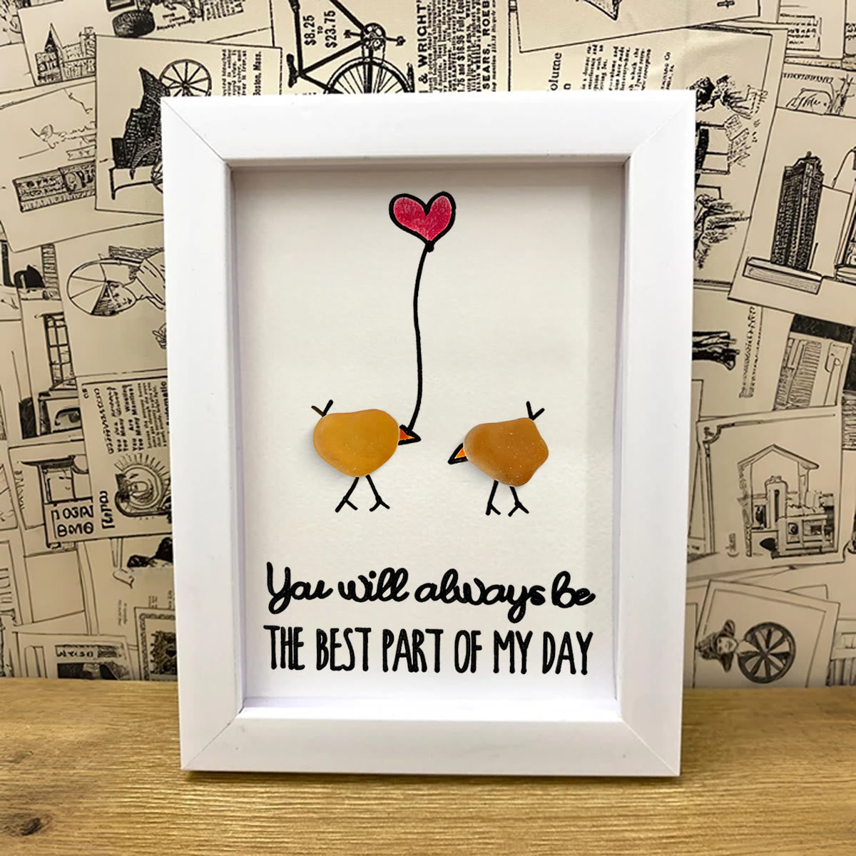 Best Part of My Day Adorable Birds Sea Glass Framed Art - image 3