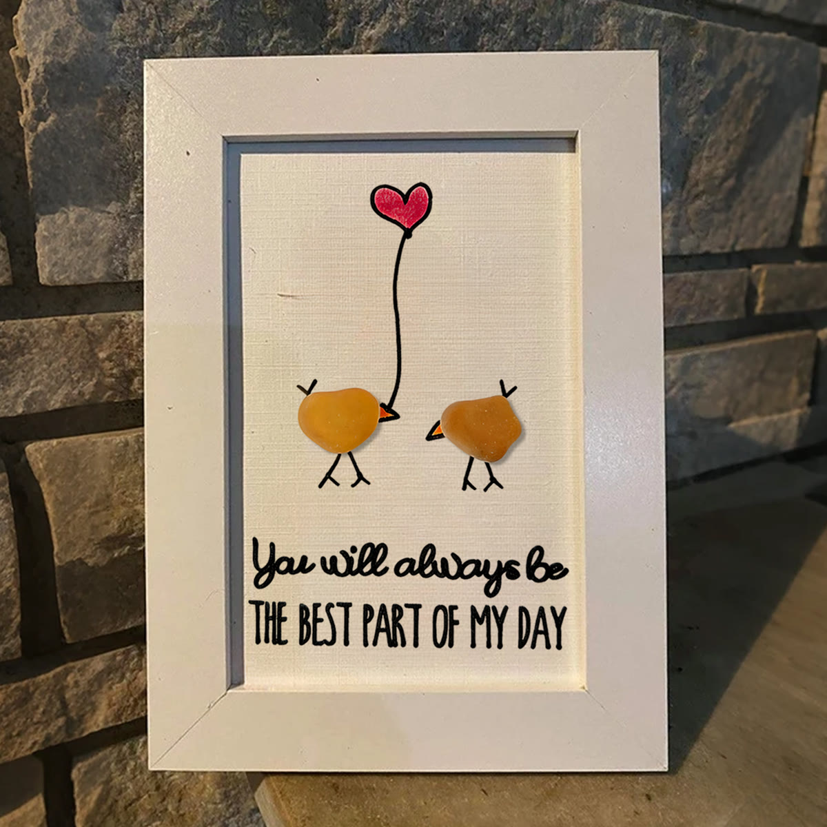 Best Part of My Day Adorable Birds Sea Glass Framed Art - image 5