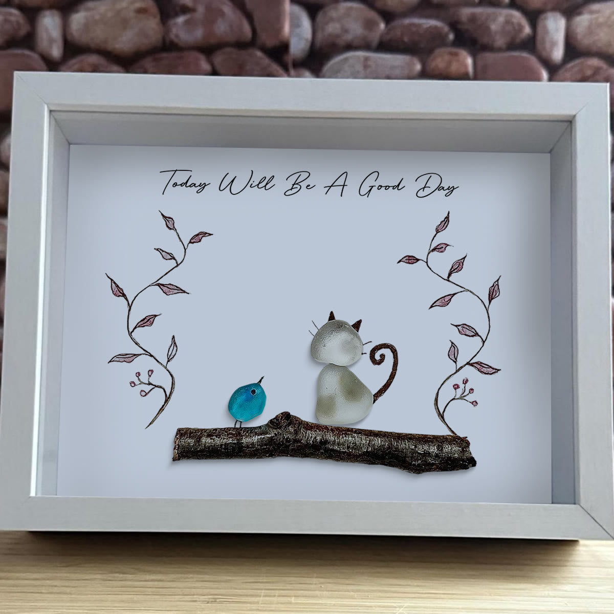 "Today Will Be A Good Day" Sea Glass Framed Art - image 3