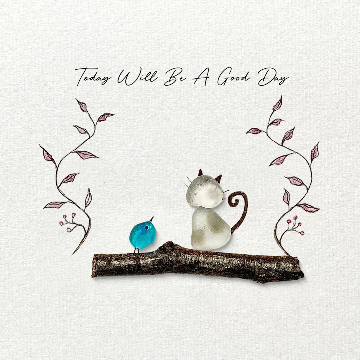 "Today Will Be A Good Day" Sea Glass Framed Art - image 2