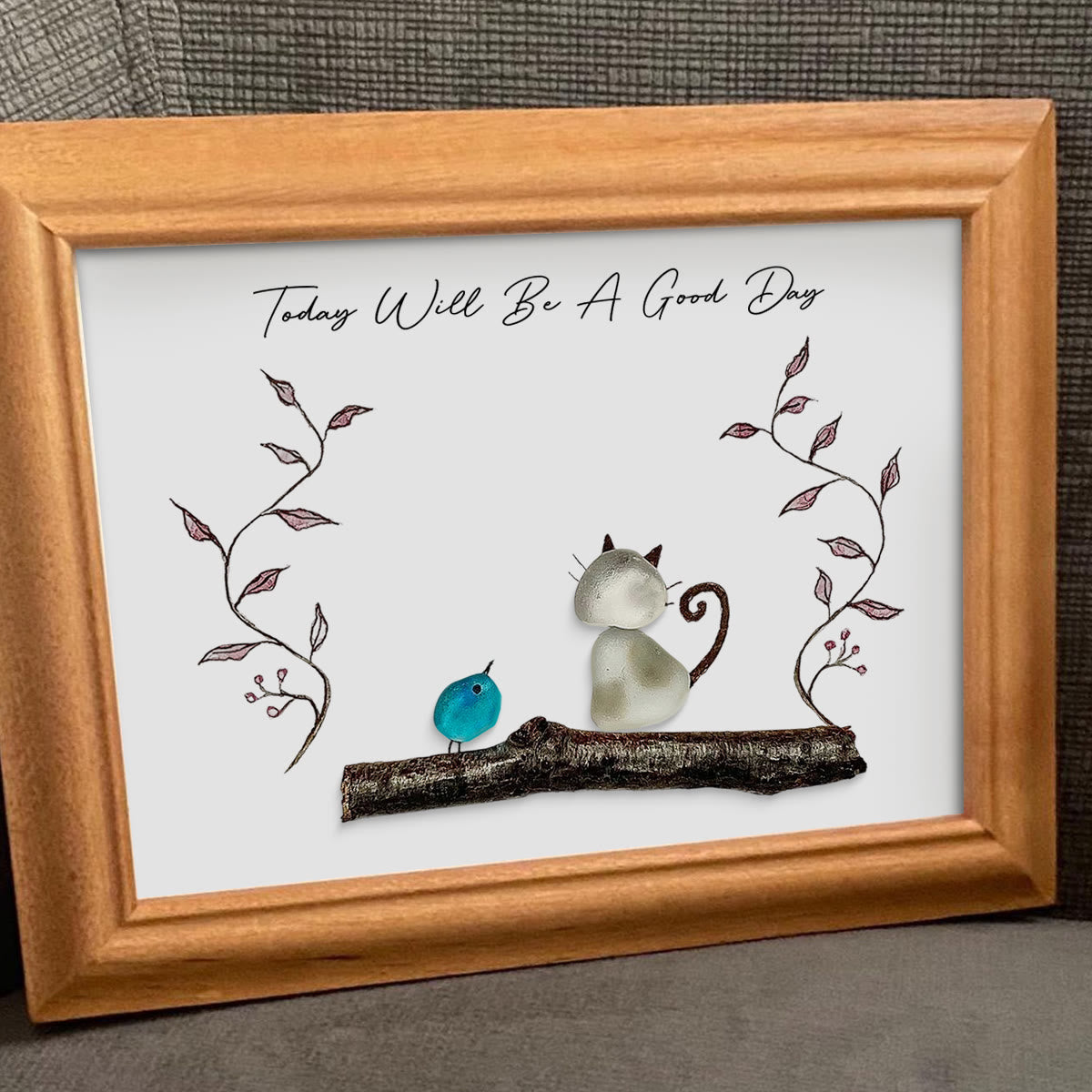 "Today Will Be A Good Day" Sea Glass Framed Art - image 5