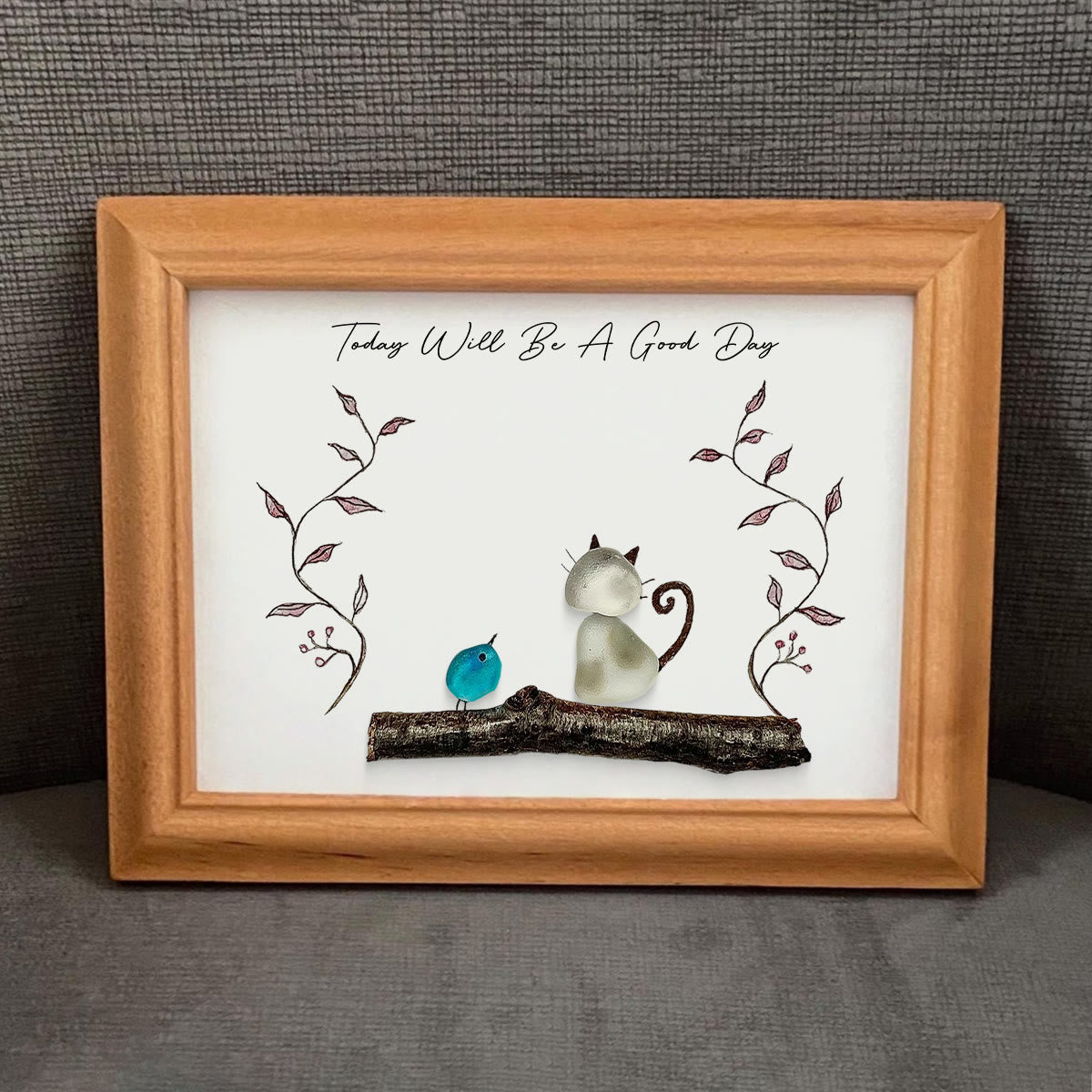 "Today Will Be A Good Day" Sea Glass Framed Art - image 4