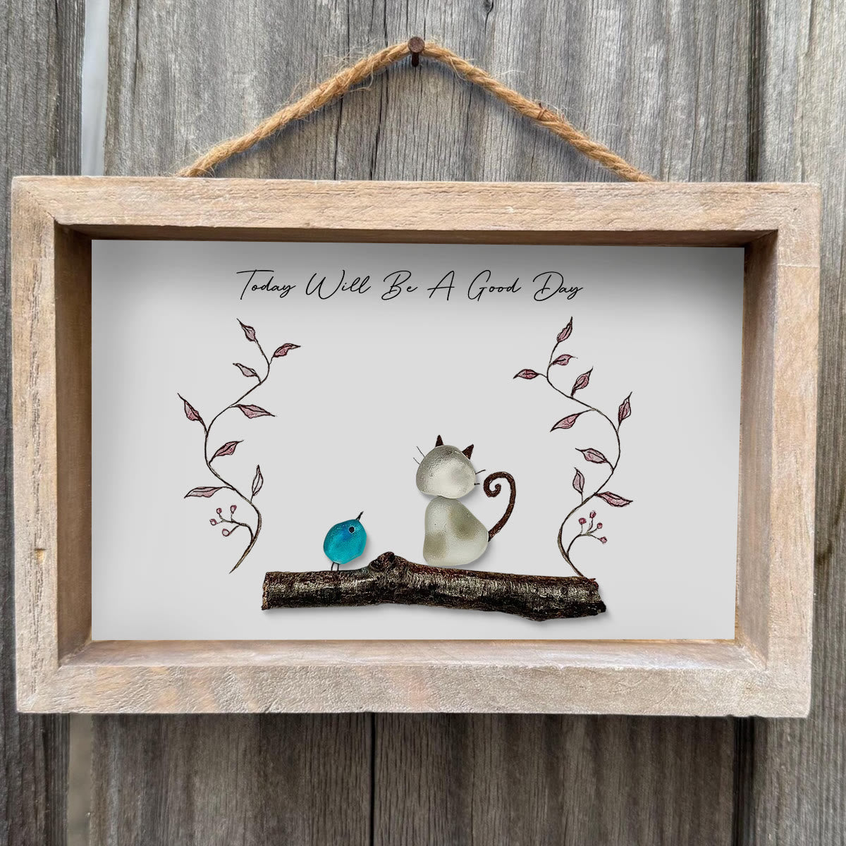 "Today Will Be A Good Day" Sea Glass Framed Art - image 10