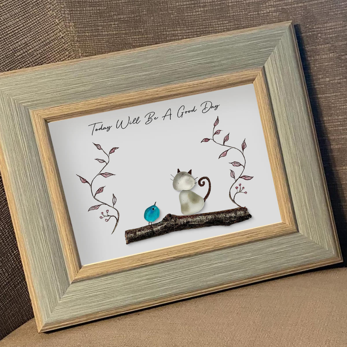 "Today Will Be A Good Day" Sea Glass Framed Art - image 9