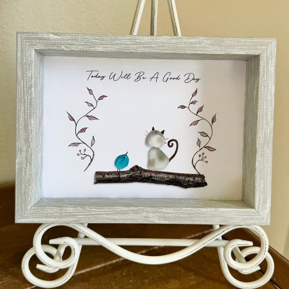 "Today Will Be A Good Day" Sea Glass Framed Art - image 7