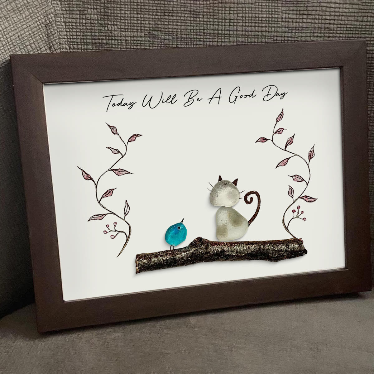 "Today Will Be A Good Day" Sea Glass Framed Art - image 6