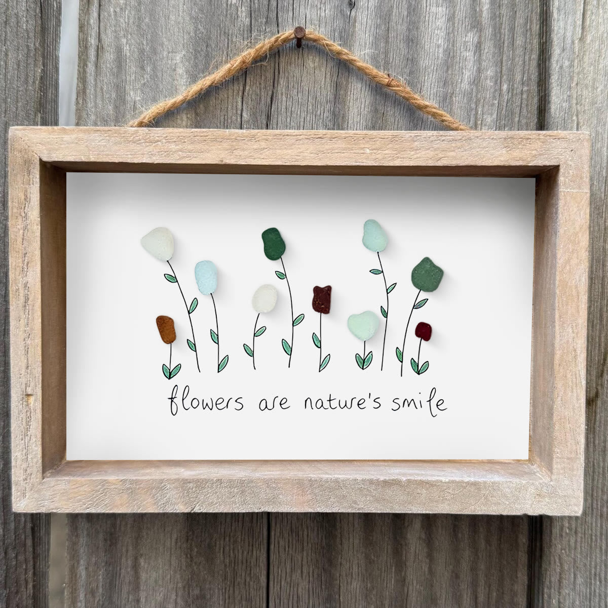 Flowers Are Nature's Smile Sea Glass Framed Art - image 3