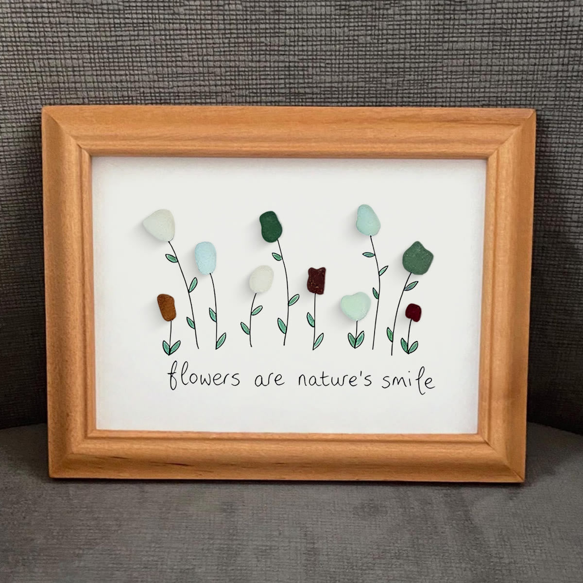 Flowers Are Nature's Smile Sea Glass Framed Art - image 6