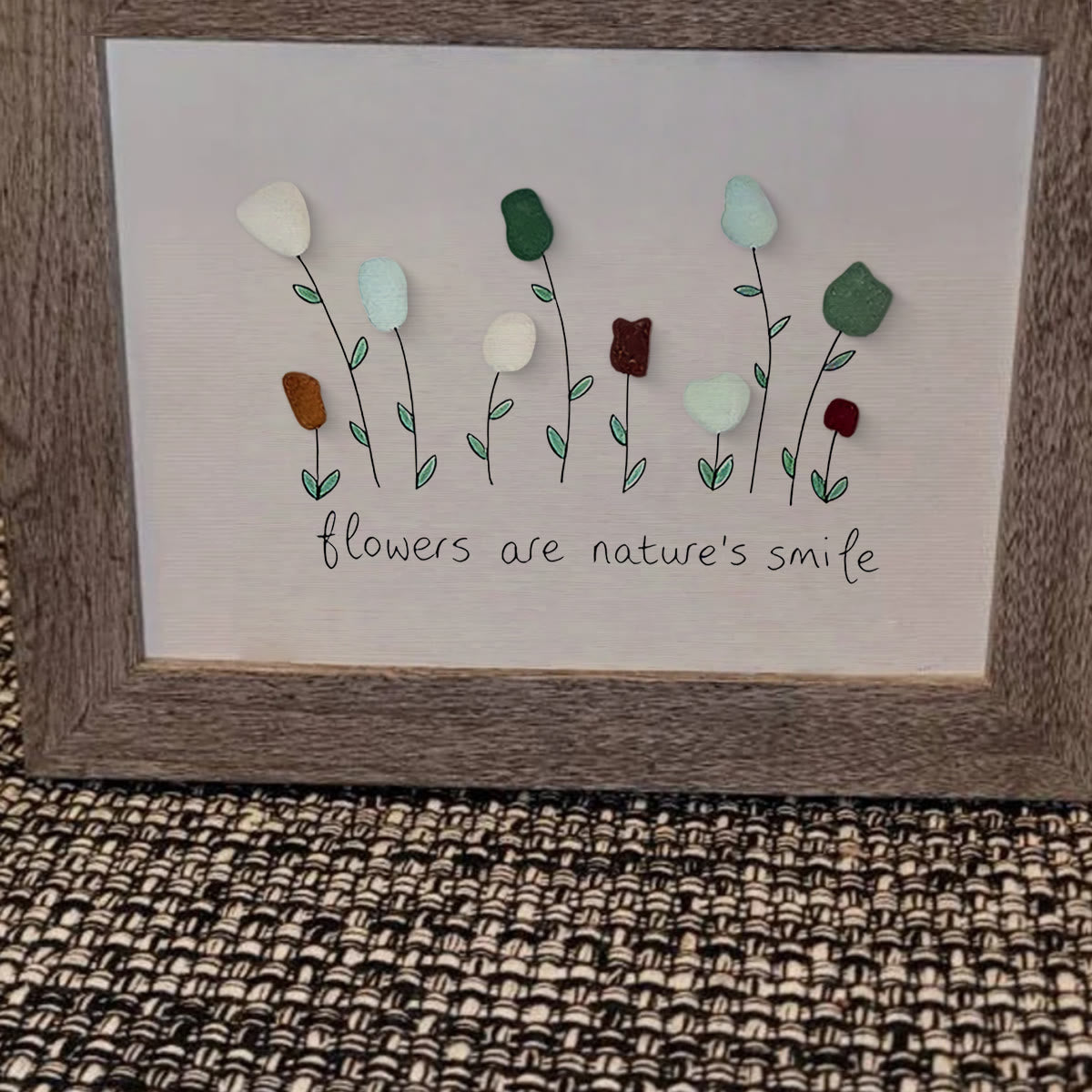 Flowers Are Nature's Smile Sea Glass Framed Art - image 10
