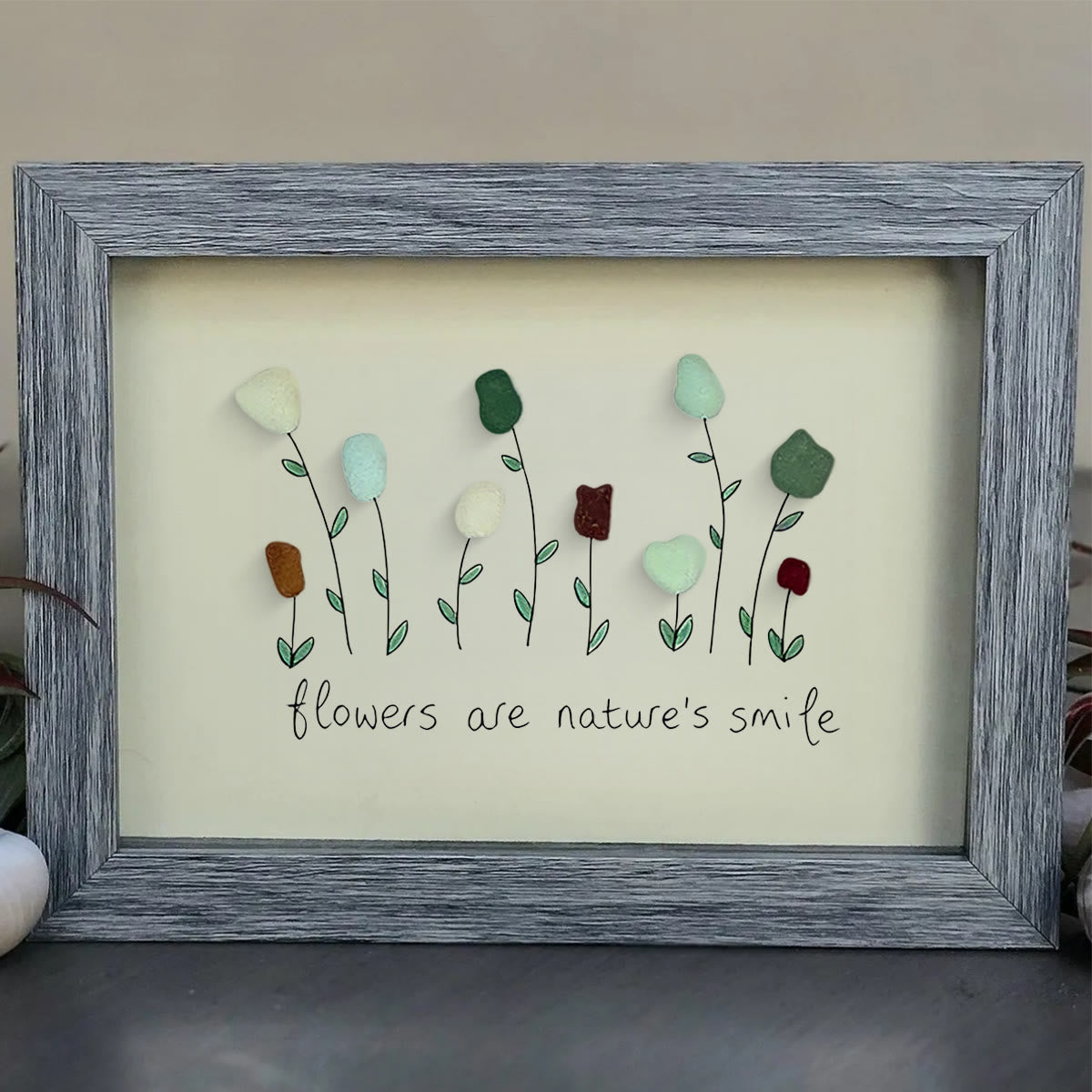 Flowers Are Nature's Smile Sea Glass Framed Art - image 7