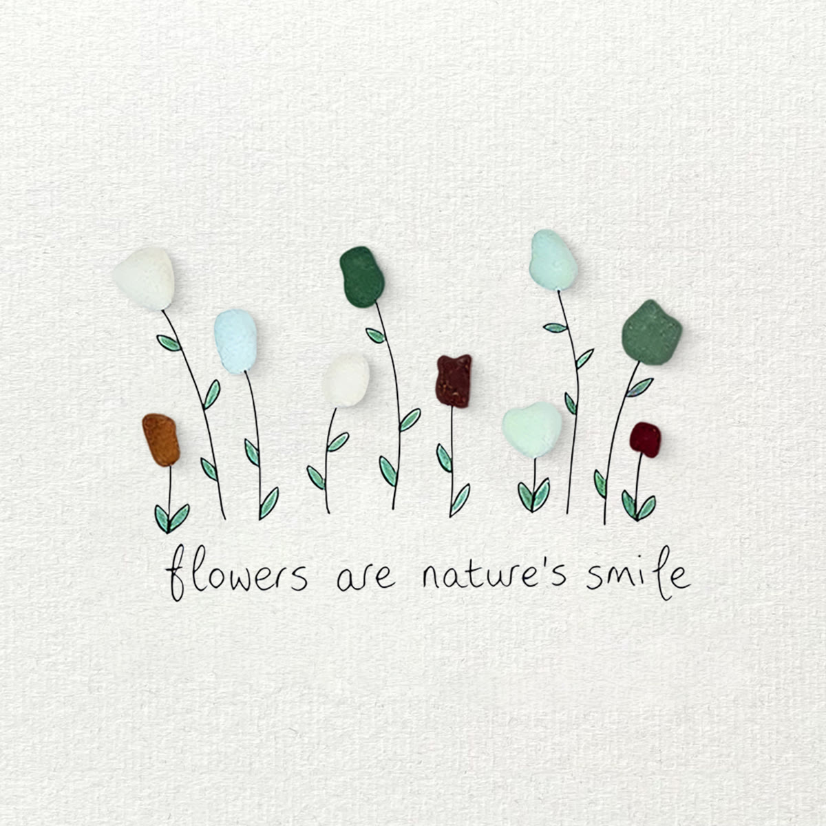Flowers Are Nature's Smile Sea Glass Framed Art - image 2