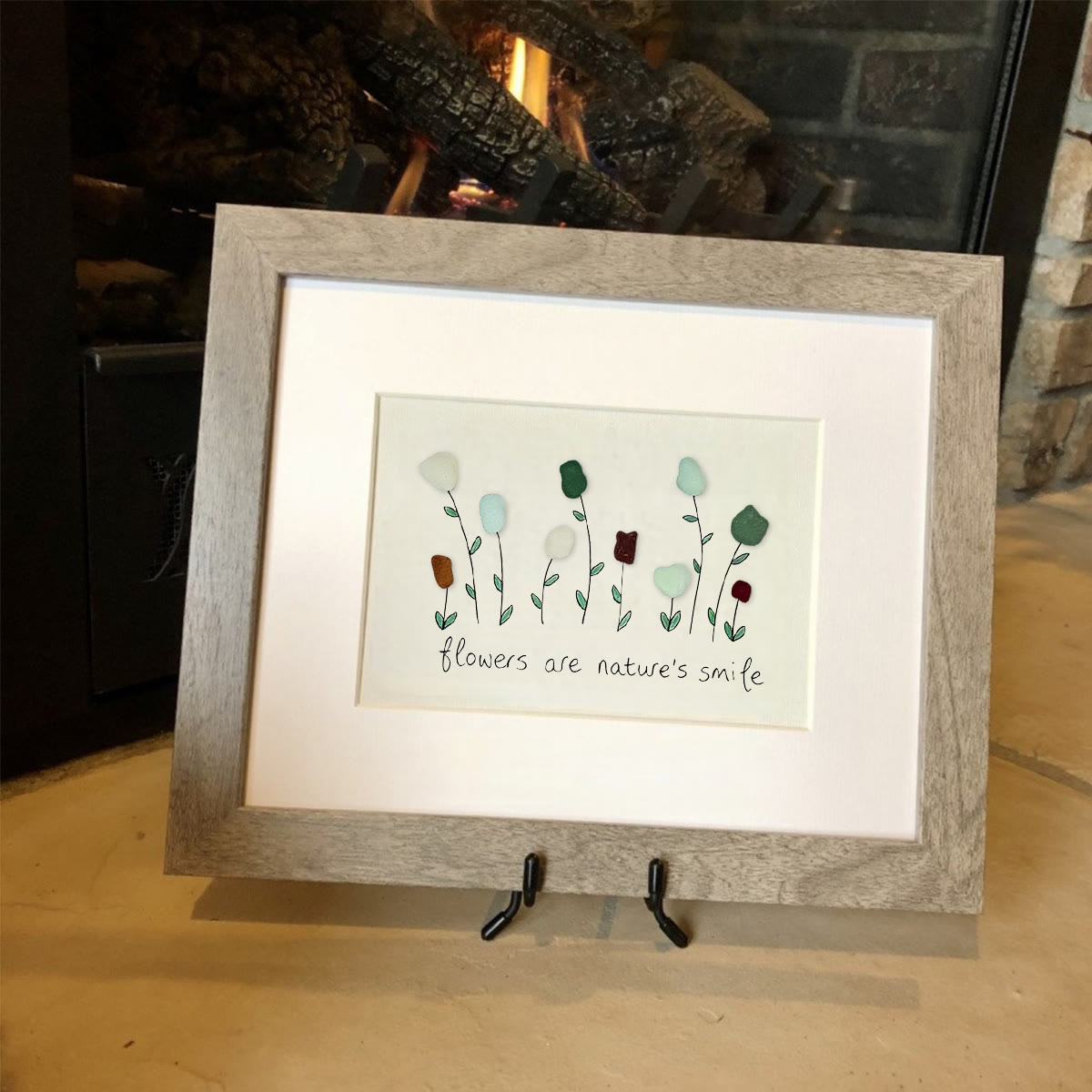 Flowers Are Nature's Smile Sea Glass Framed Art - image 9