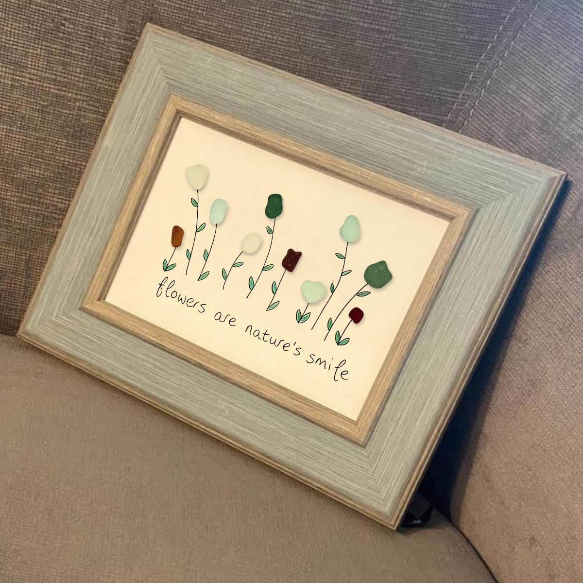Flowers Are Nature's Smile Sea Glass Framed Art - image 8