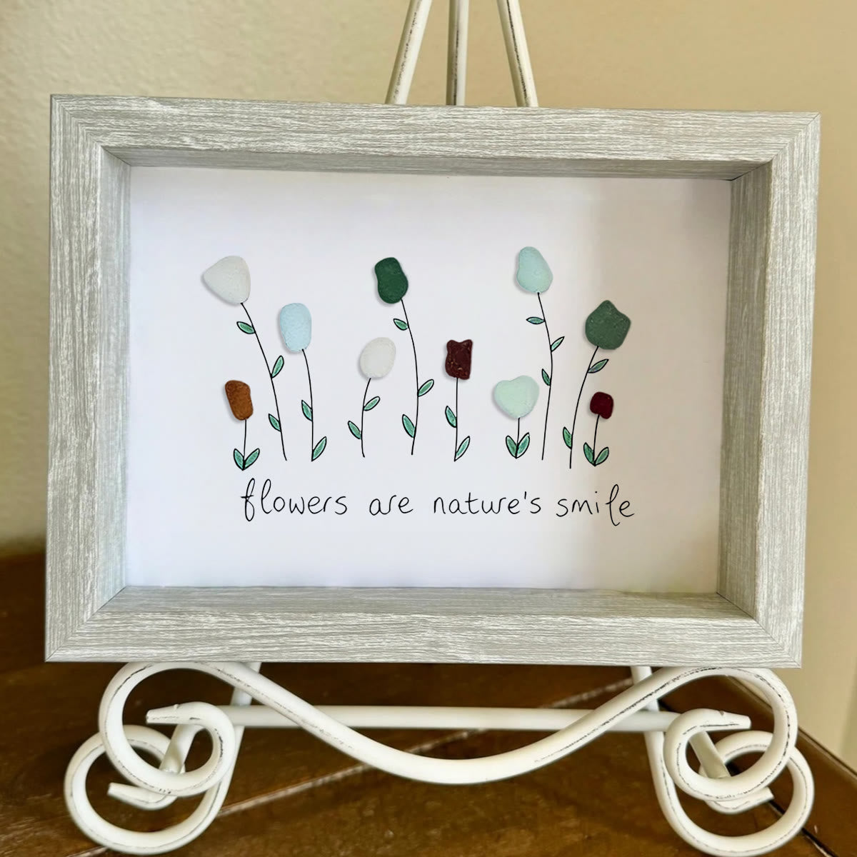 Flowers Are Nature's Smile Sea Glass Framed Art - image 4