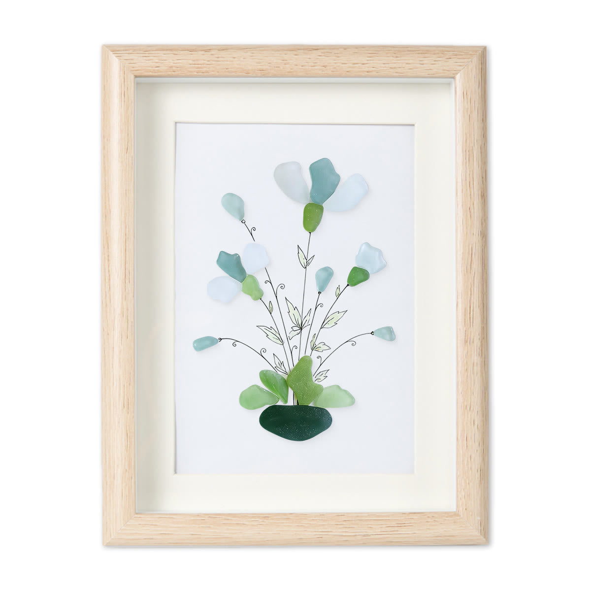 Whimsical Bouquet Flower Sea Glass Framed Art - image 9