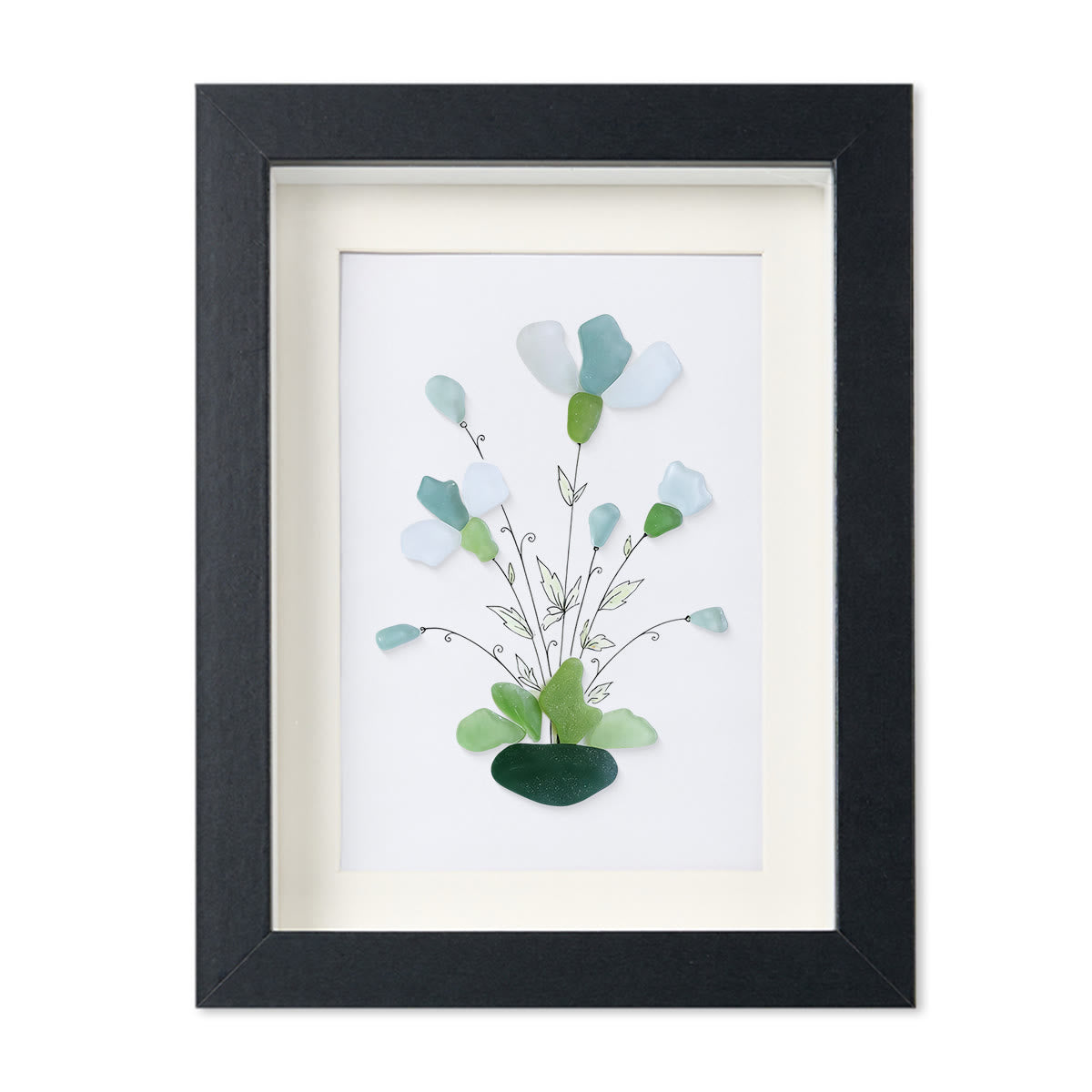 Whimsical Bouquet Flower Sea Glass Framed Art - image 11