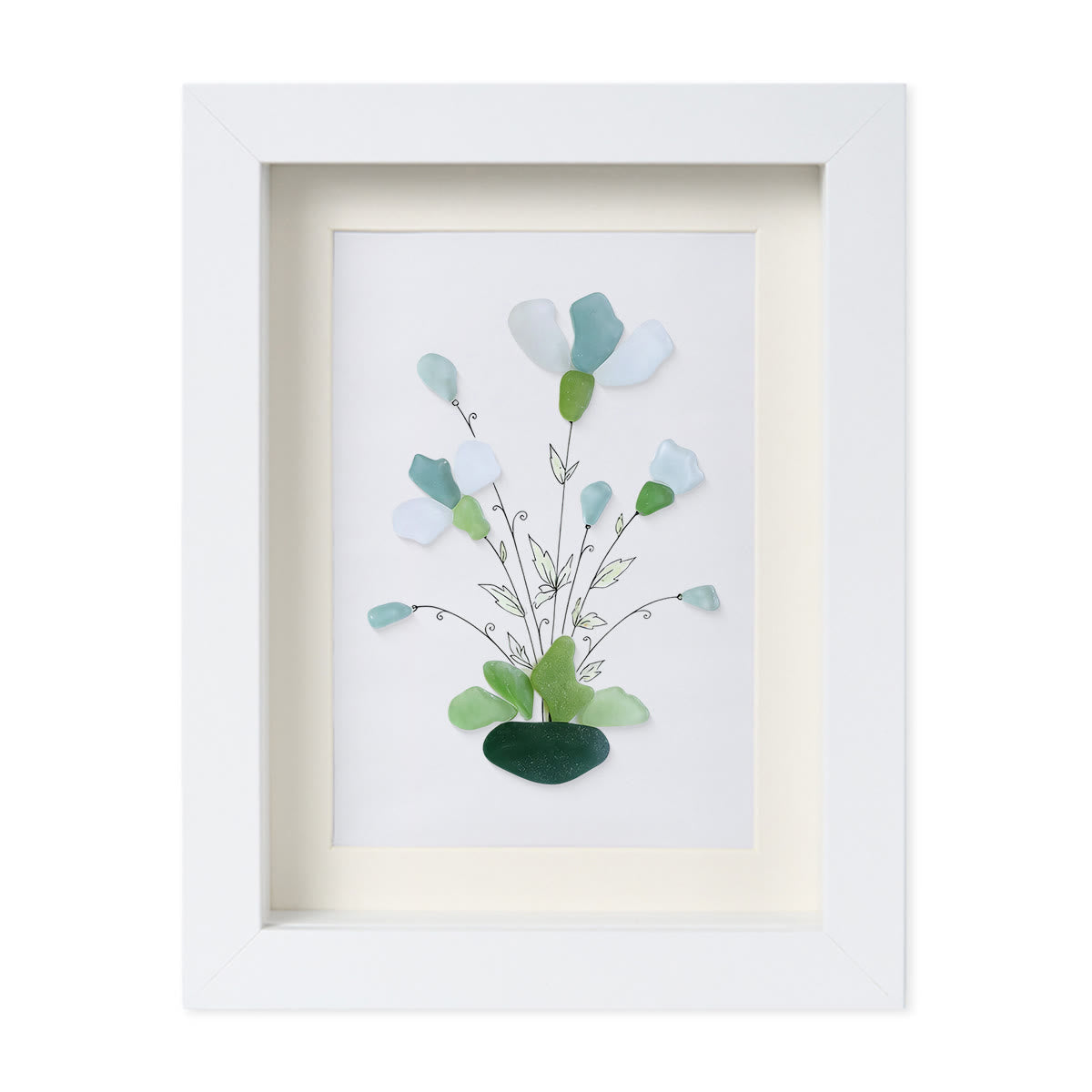 Whimsical Bouquet Flower Sea Glass Framed Art - image 12