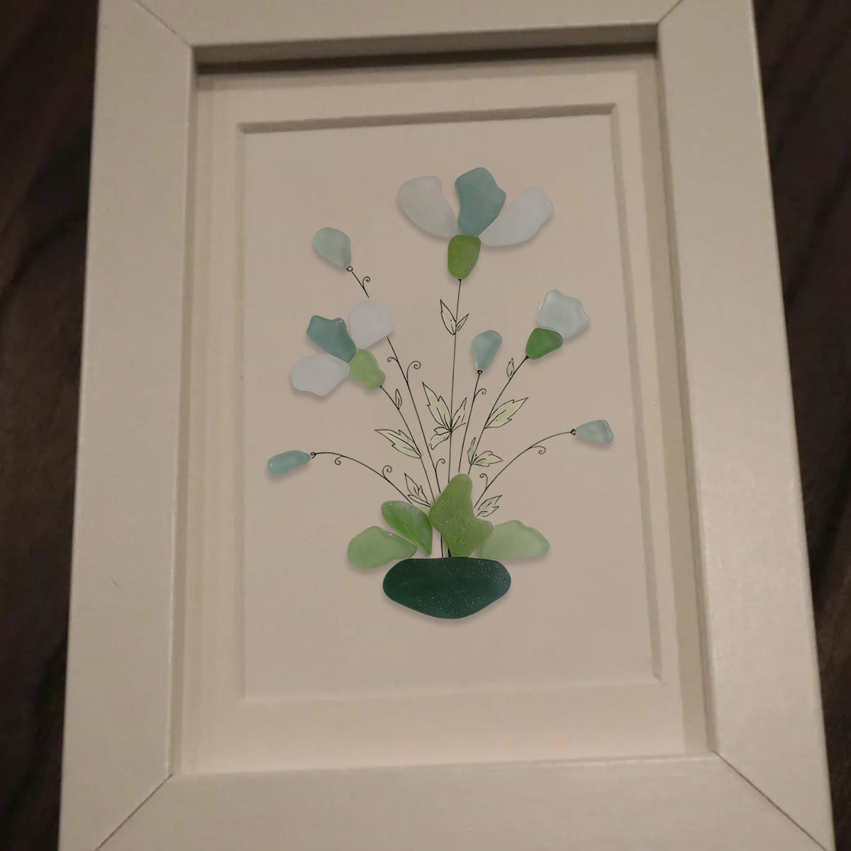 Whimsical Bouquet Flower Sea Glass Framed Art - image 7