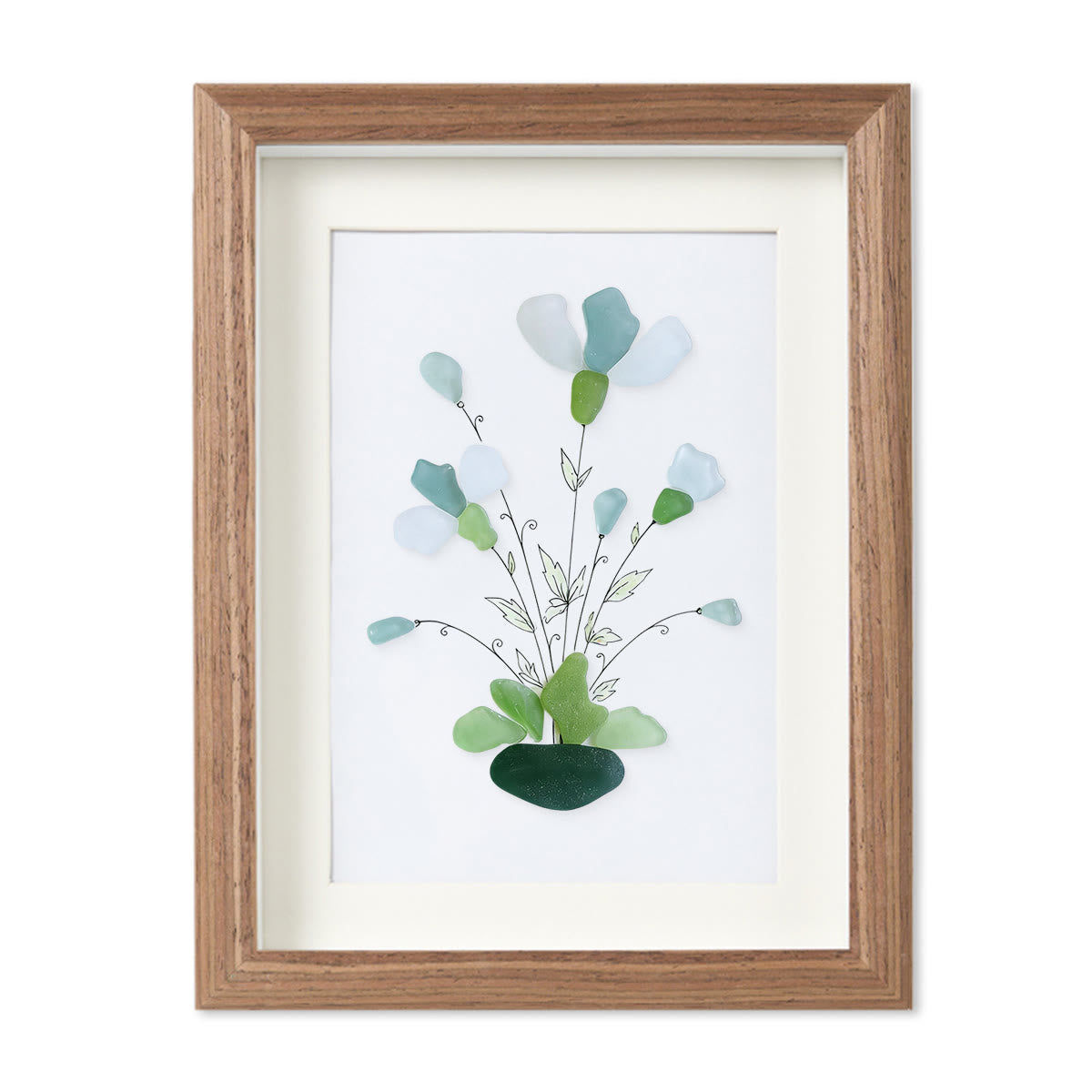 Whimsical Bouquet Flower Sea Glass Framed Art - image 10