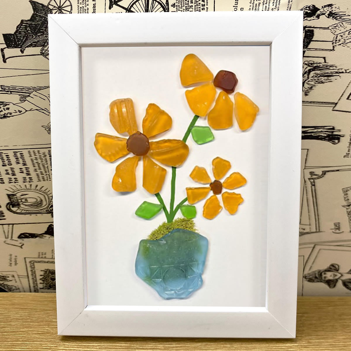 Sunshine Blooms Sea Glass Framed Art - image 4