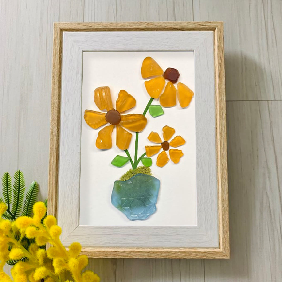 Sunshine Blooms Sea Glass Framed Art - image 2