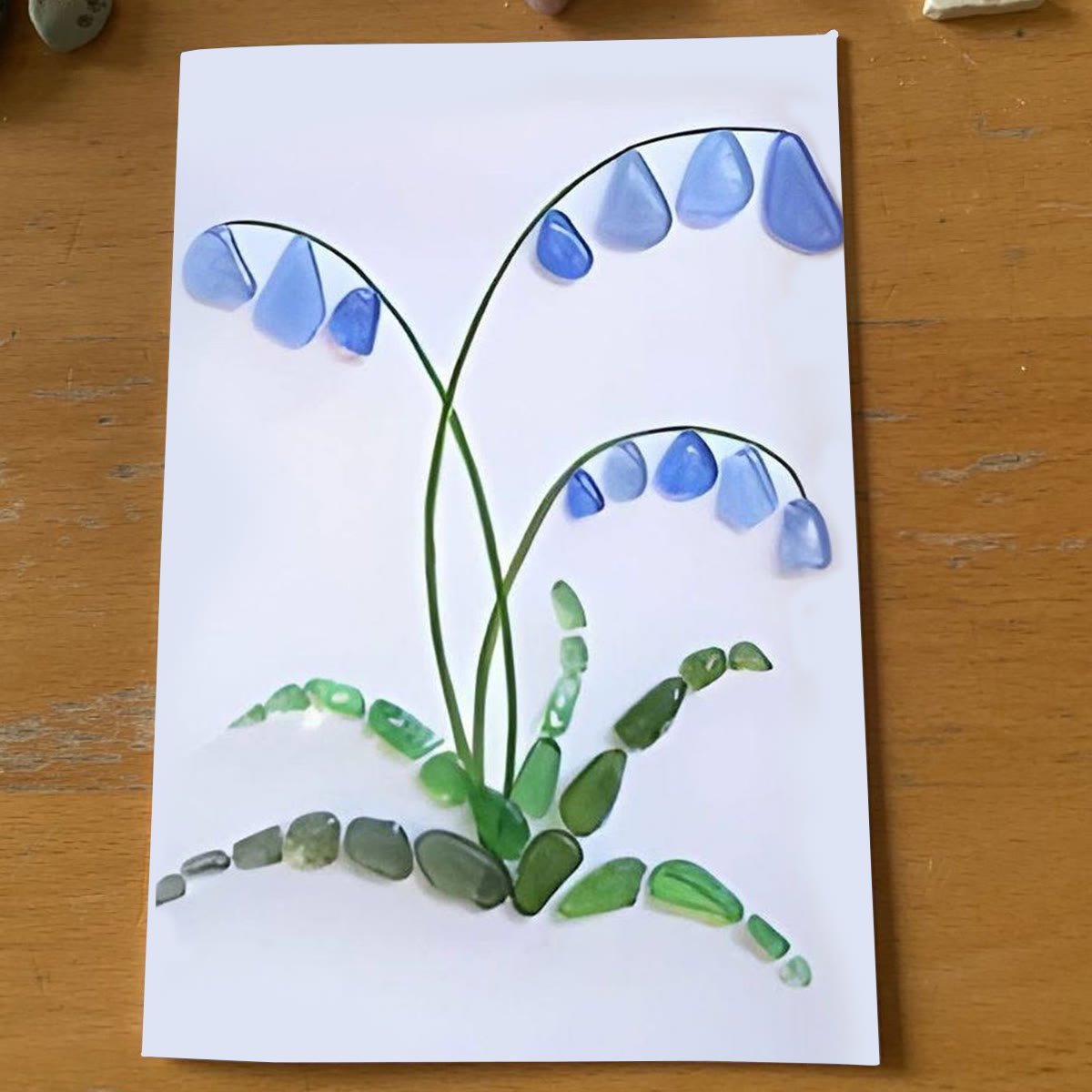 Bluebell Elegance Sea Glass Framed Art - Seaglass Card - 6" X 8" - image 1