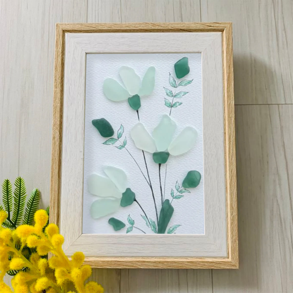Whispering Blooms Sea Glass Framed Art - image 2