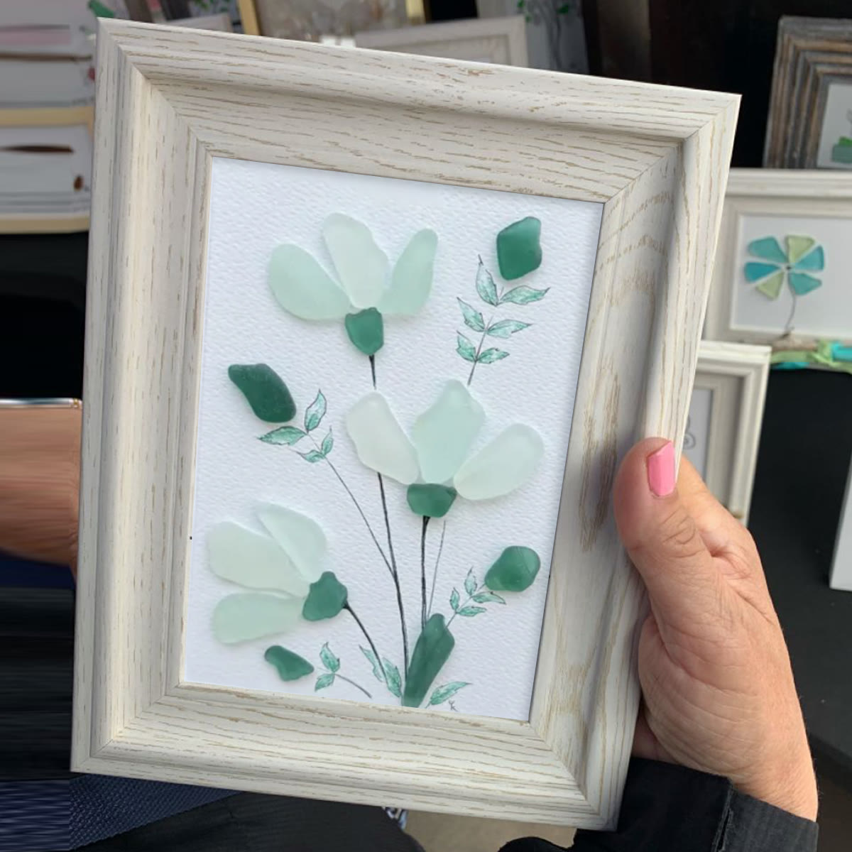 Whispering Blooms Sea Glass Framed Art - image 3