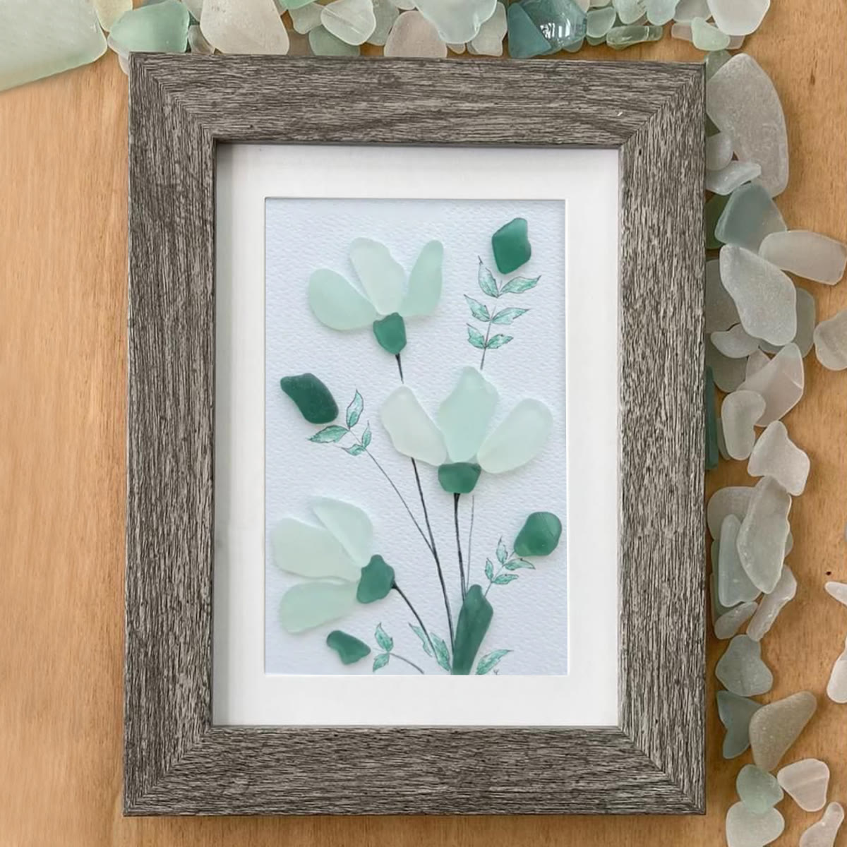 Whispering Blooms Sea Glass Framed Art - image 6