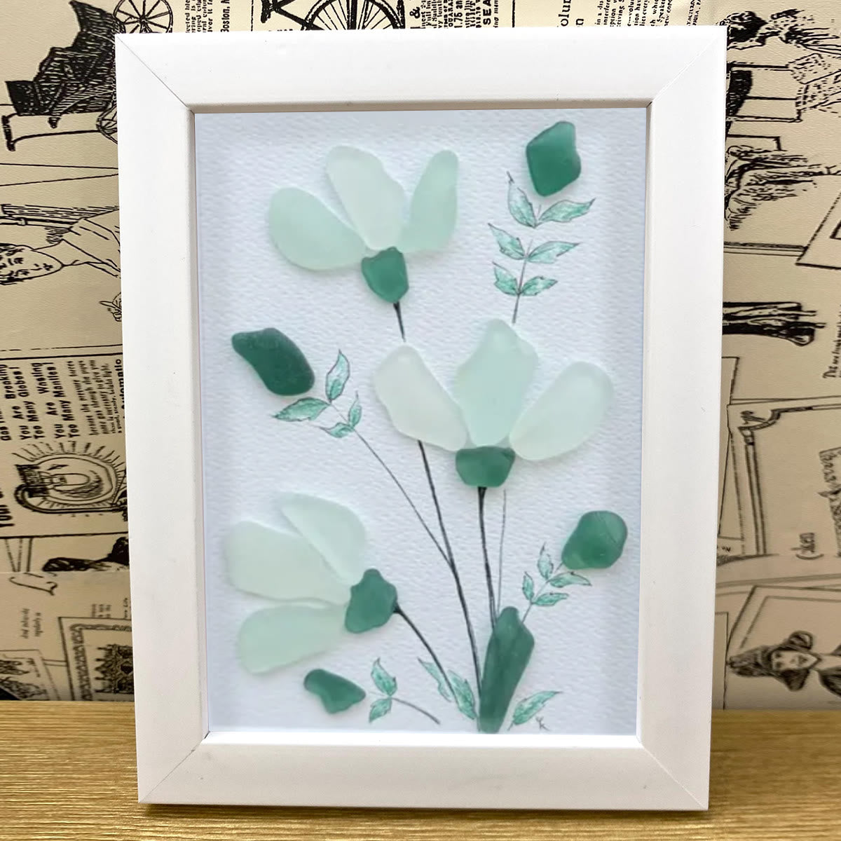 Whispering Blooms Sea Glass Framed Art - image 4