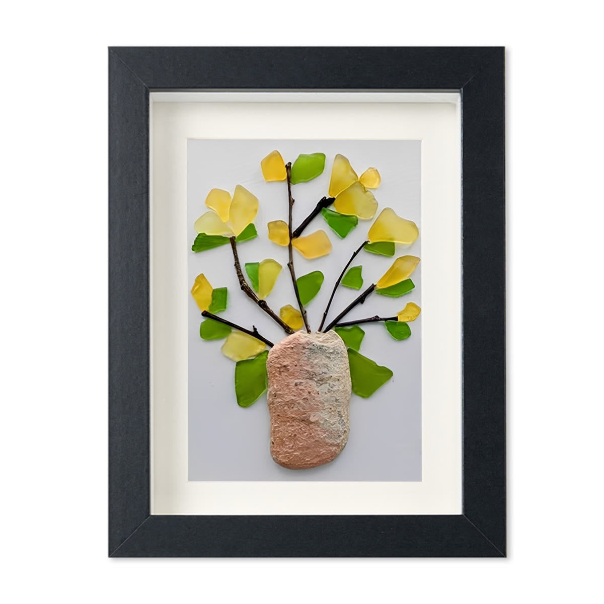 Yellow Flowers Blooms Sea Glass Framed Art - image 11