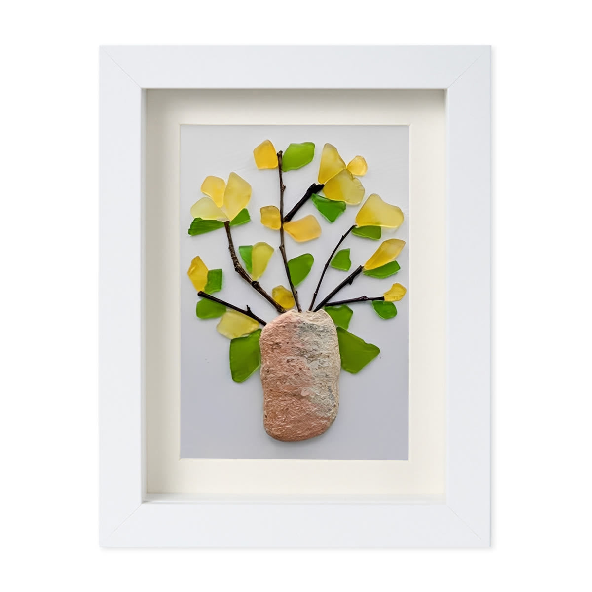 Yellow Flowers Blooms Sea Glass Framed Art - image 12