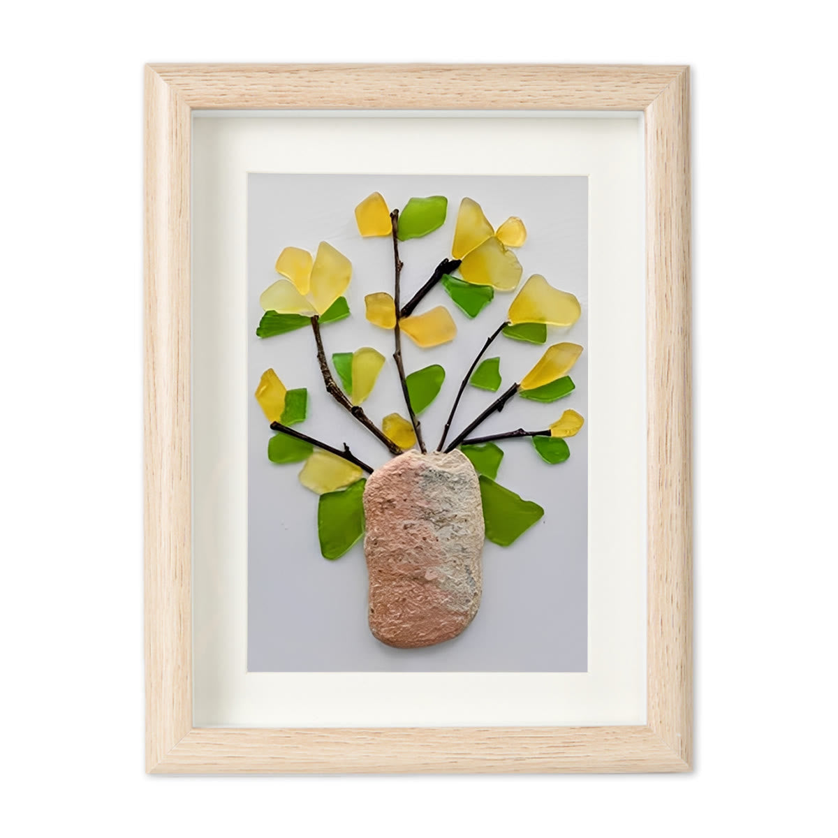 Yellow Flowers Blooms Sea Glass Framed Art - image 9