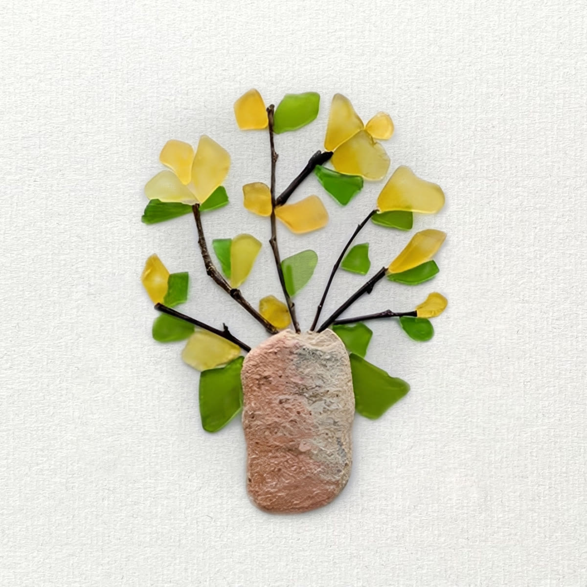 Yellow Flowers Blooms Sea Glass Framed Art - image 8