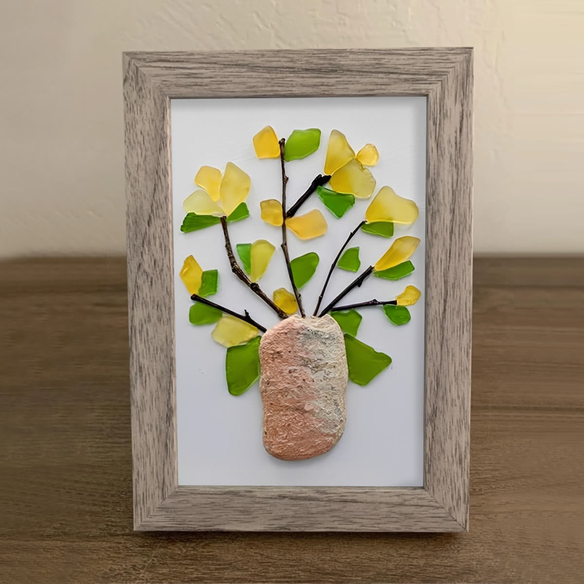 Yellow Flowers Blooms Sea Glass Framed Art - image 6