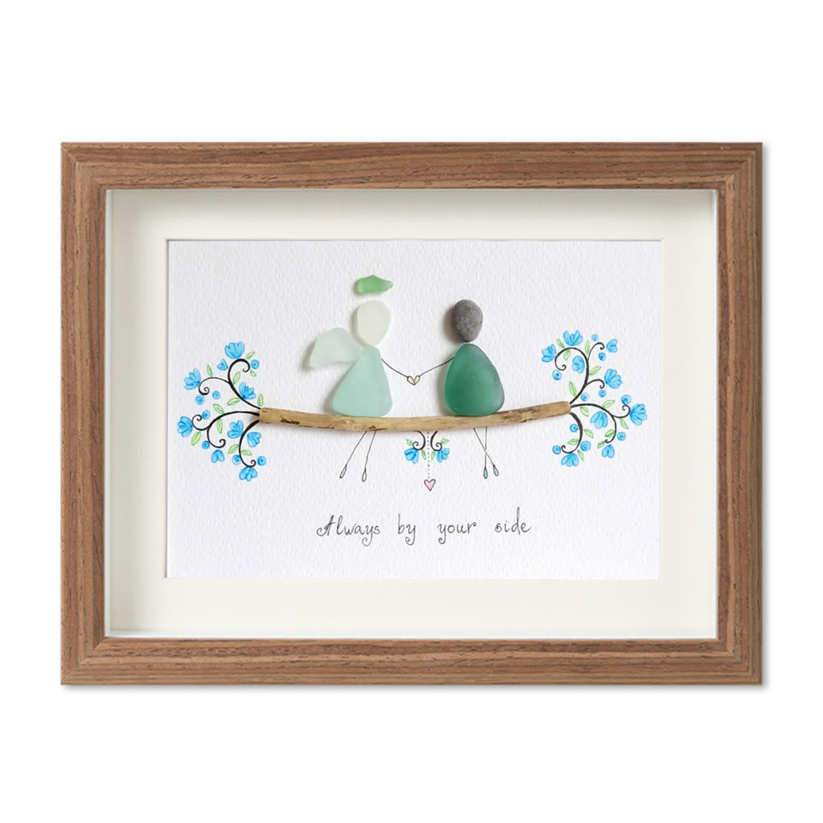 Always By Your Side Sea Glass Framed Art - Walnut Brown - 6" X 8" - image 12